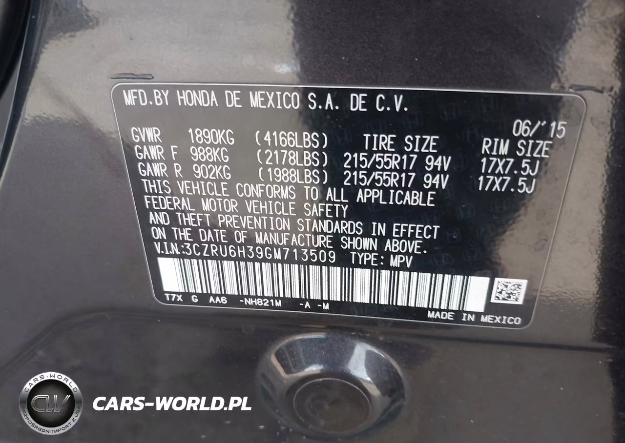 2016 Honda Hr-V Lx VIN:3CZRU6H39GM713509 - 9