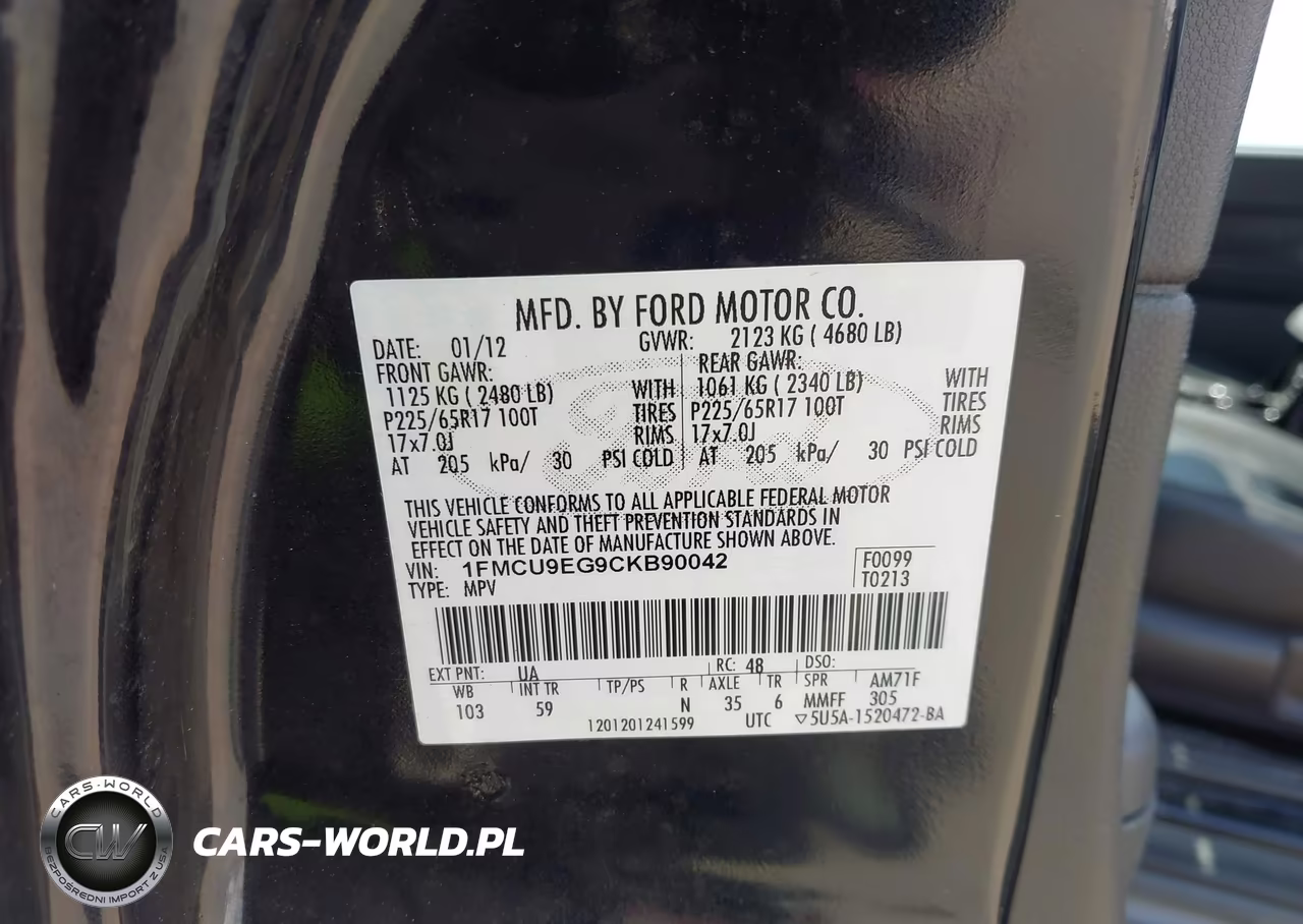 2012 Ford Escape Limited VIN:1FMCU9EG9CKB90042 - 9