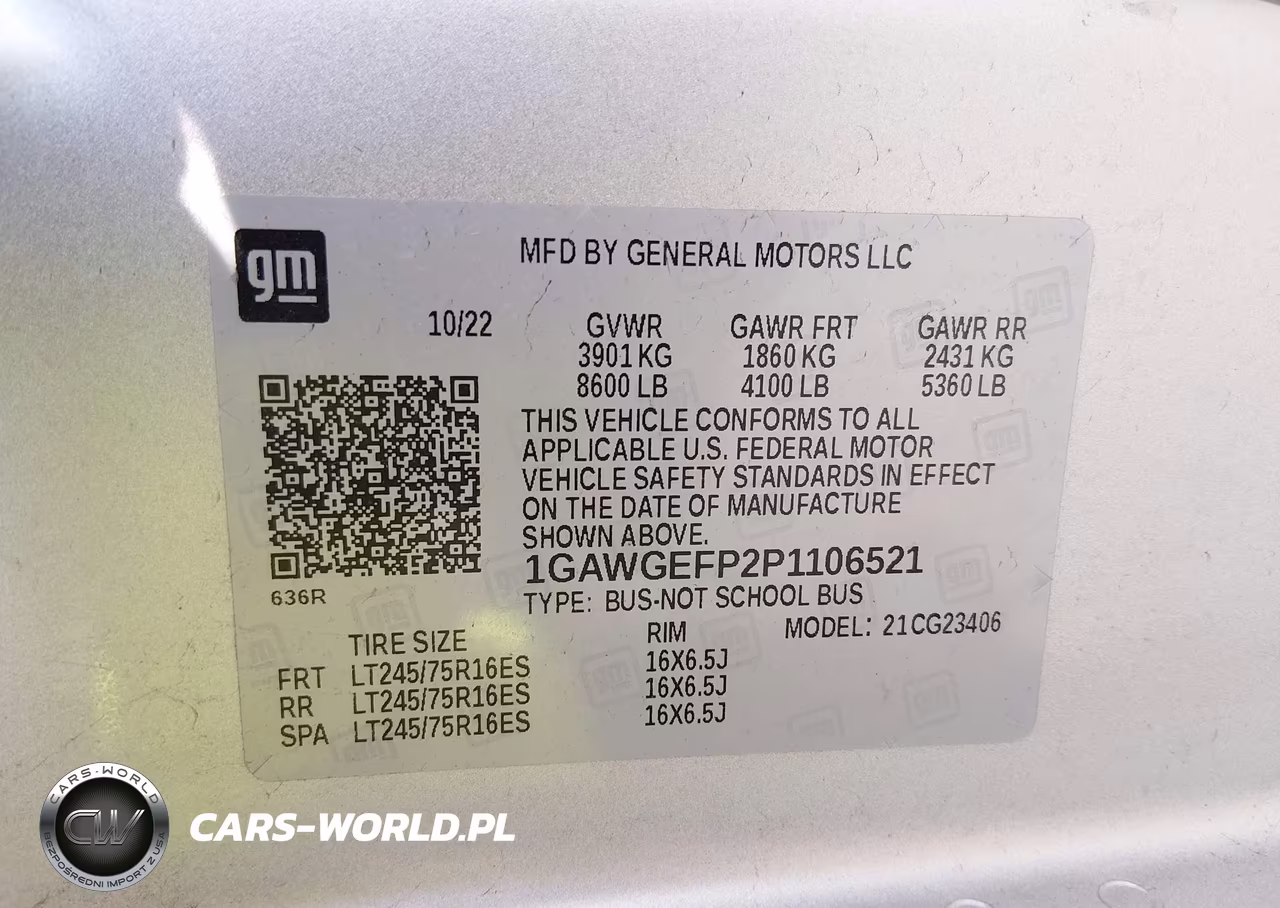 2023 Chevrolet Express Passenger Rwd 2500 Regular Wheelbase Ls VIN:1GAWGEFP2P1106521 - 9