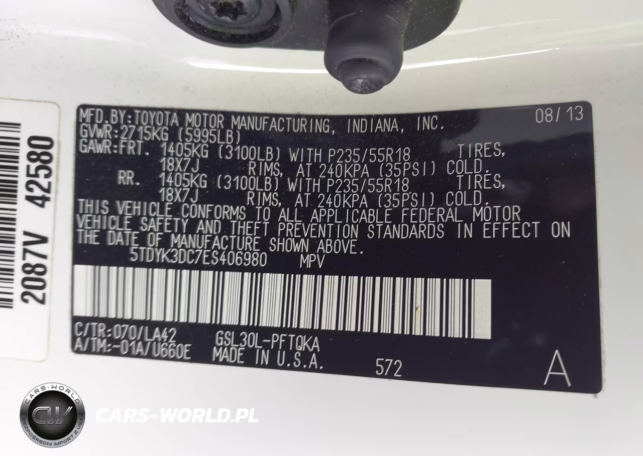 2014 Toyota Sienna Limited V6 7 Passenger VIN:5TDYK3DC7ES406980 - 9