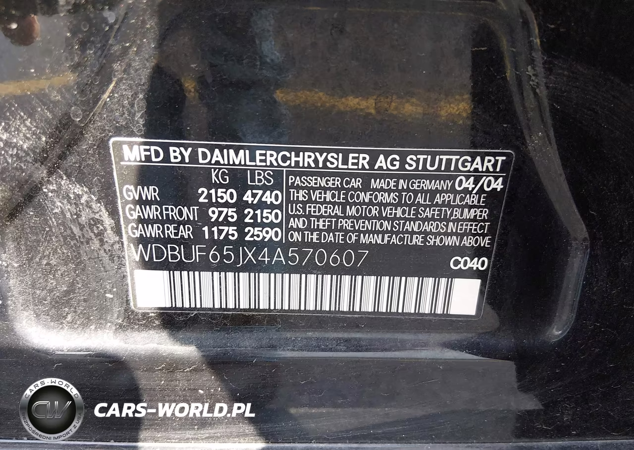 2004 Mercedes-Benz E 320 VIN:WDBUF65JX4A570607 - 9