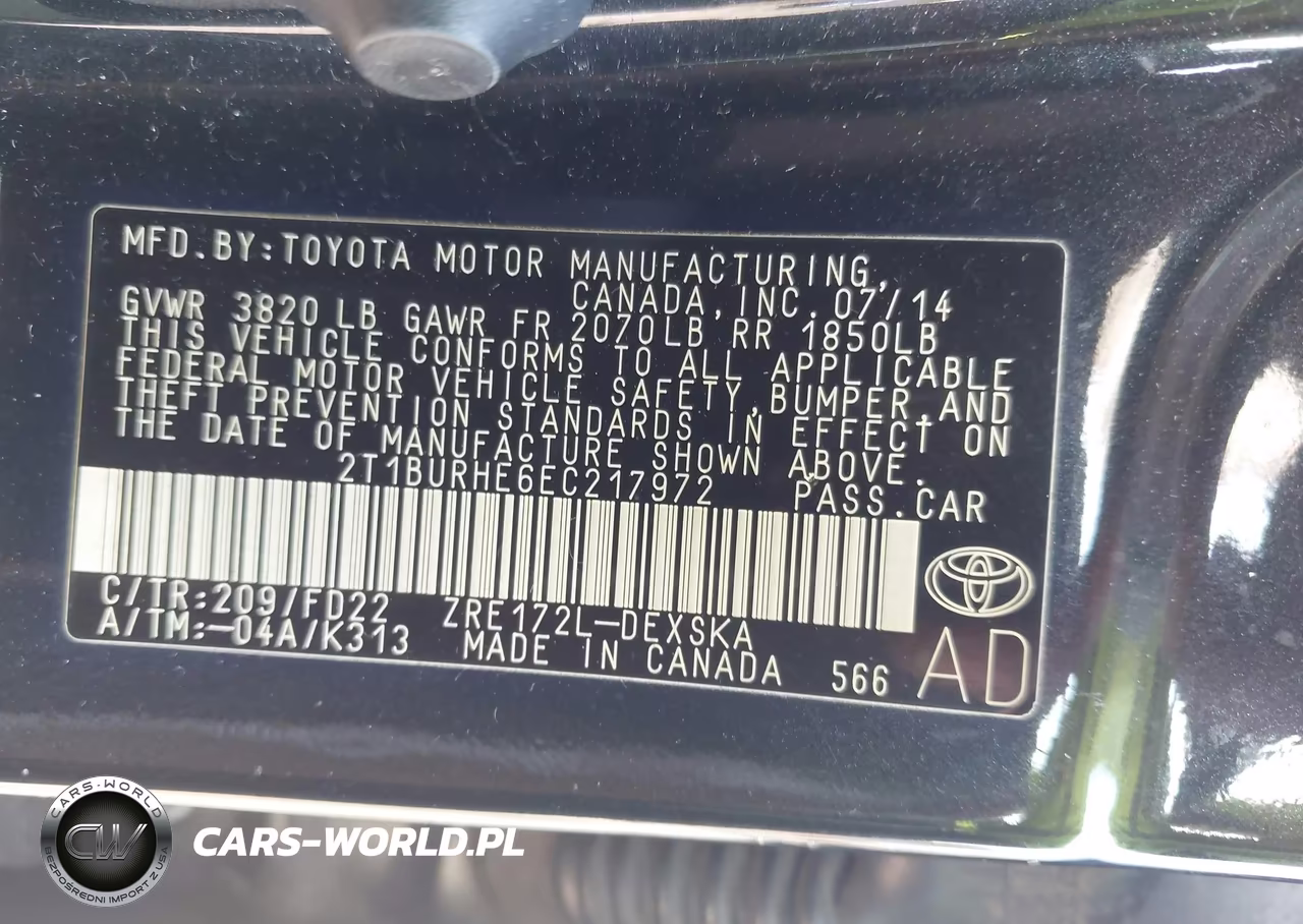 2014 Toyota Corolla S Plus VIN:2T1BURHE6EC217972 - 9
