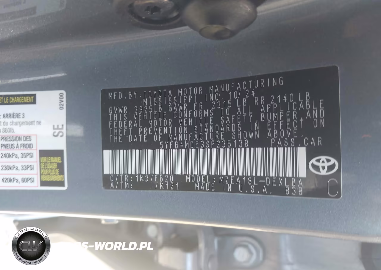 2025 Toyota Corolla Le VIN:5YFB4MDE3SP235138 - 9