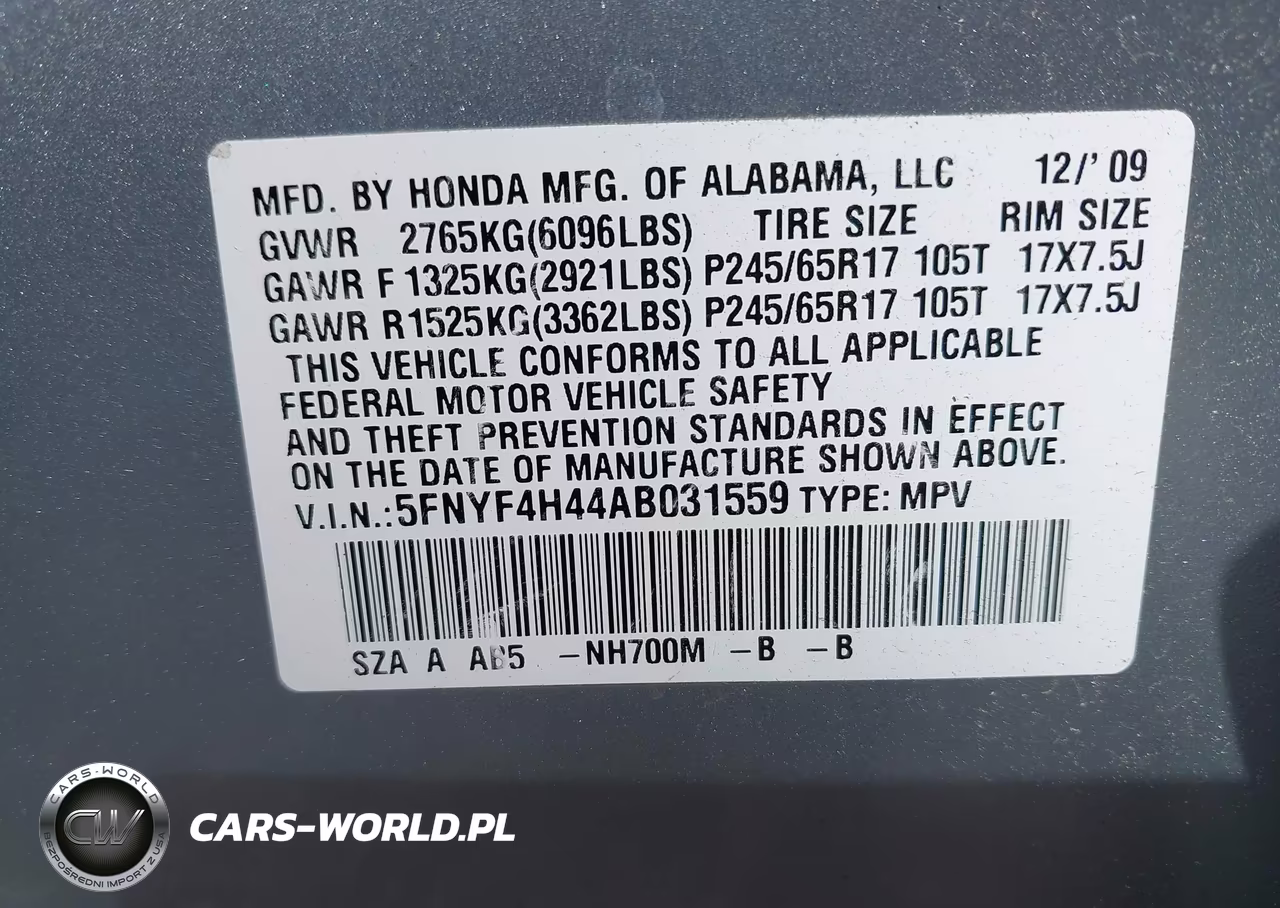 2010 Honda Pilot Ex VIN:5FNYF4H44AB031559 - 9