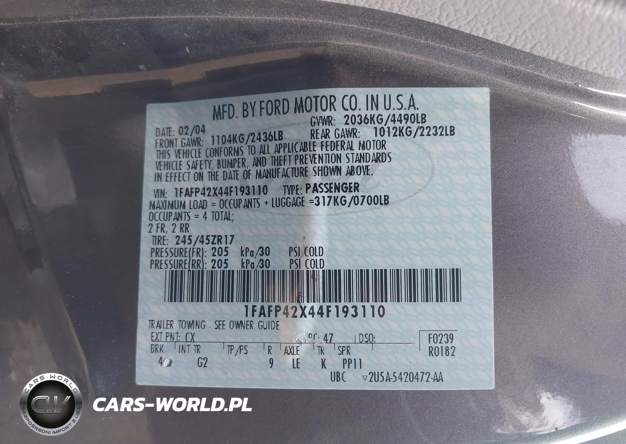 2004 Ford Mustang Gt VIN:1FAFP42X44F193110 - 9