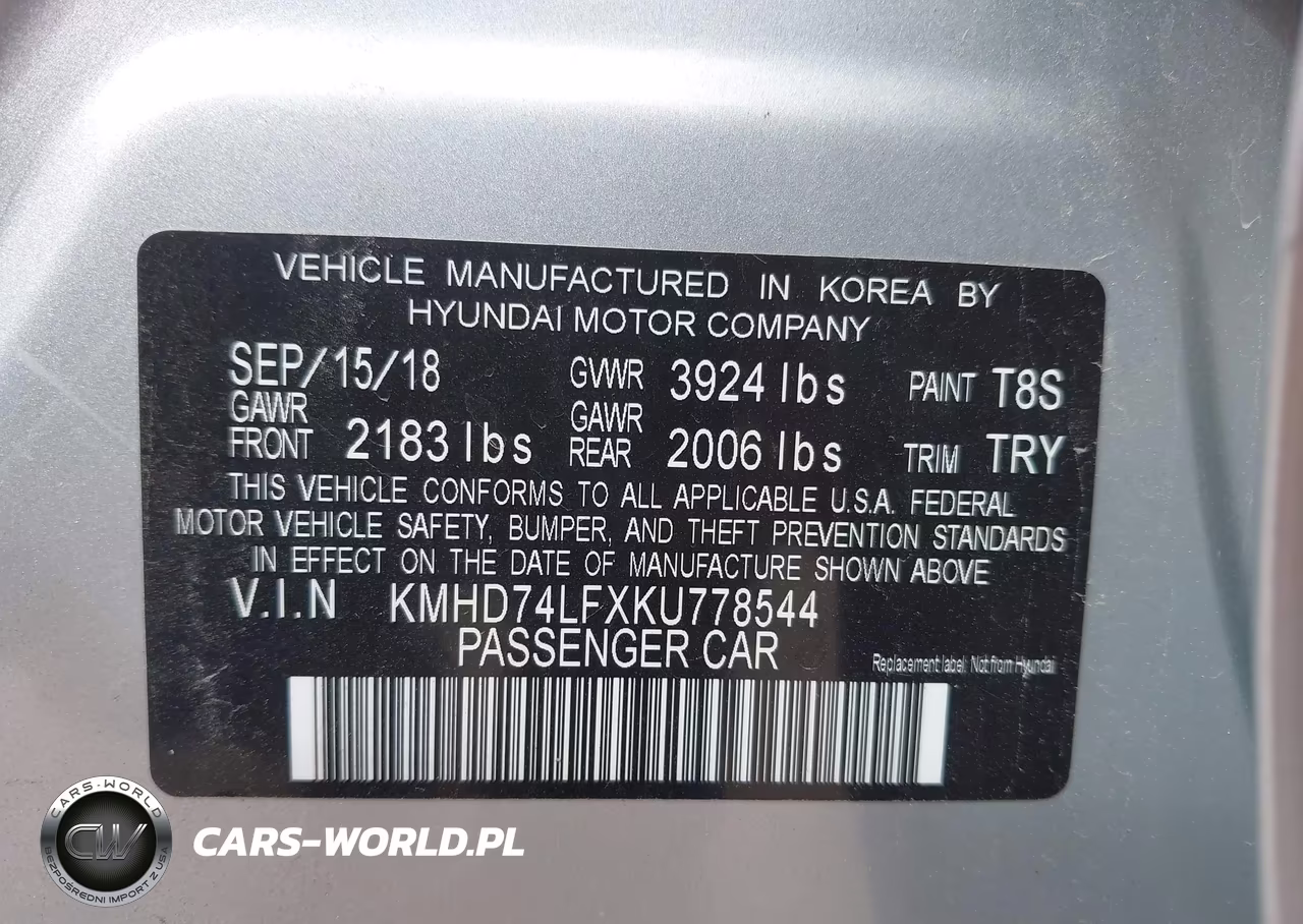 2019 Hyundai Elantra Se VIN:KMHD74LFXKU778544 - 9