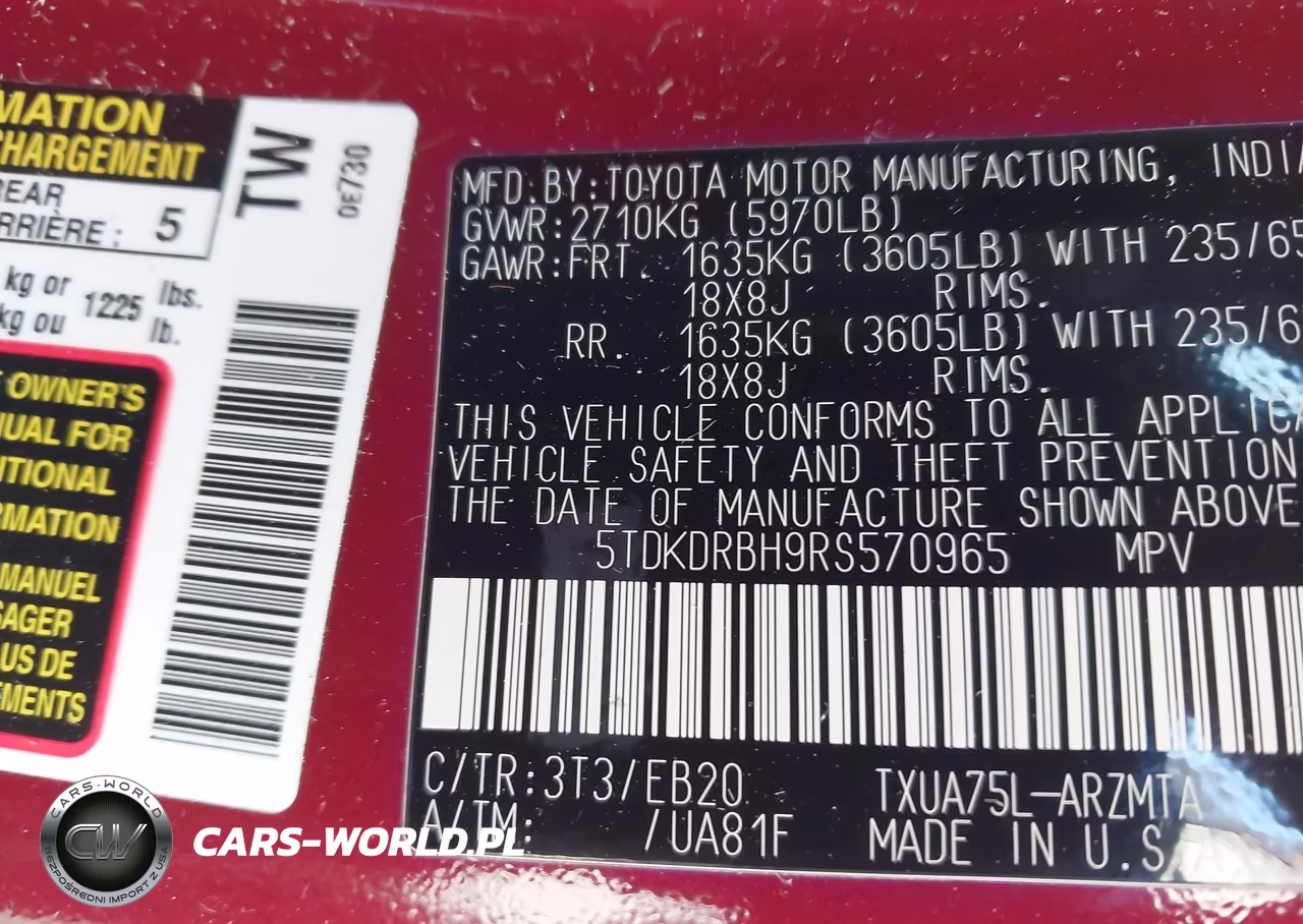 2024 Toyota Highlander Xle VIN:5TDKDRBH9RS570965 - 9