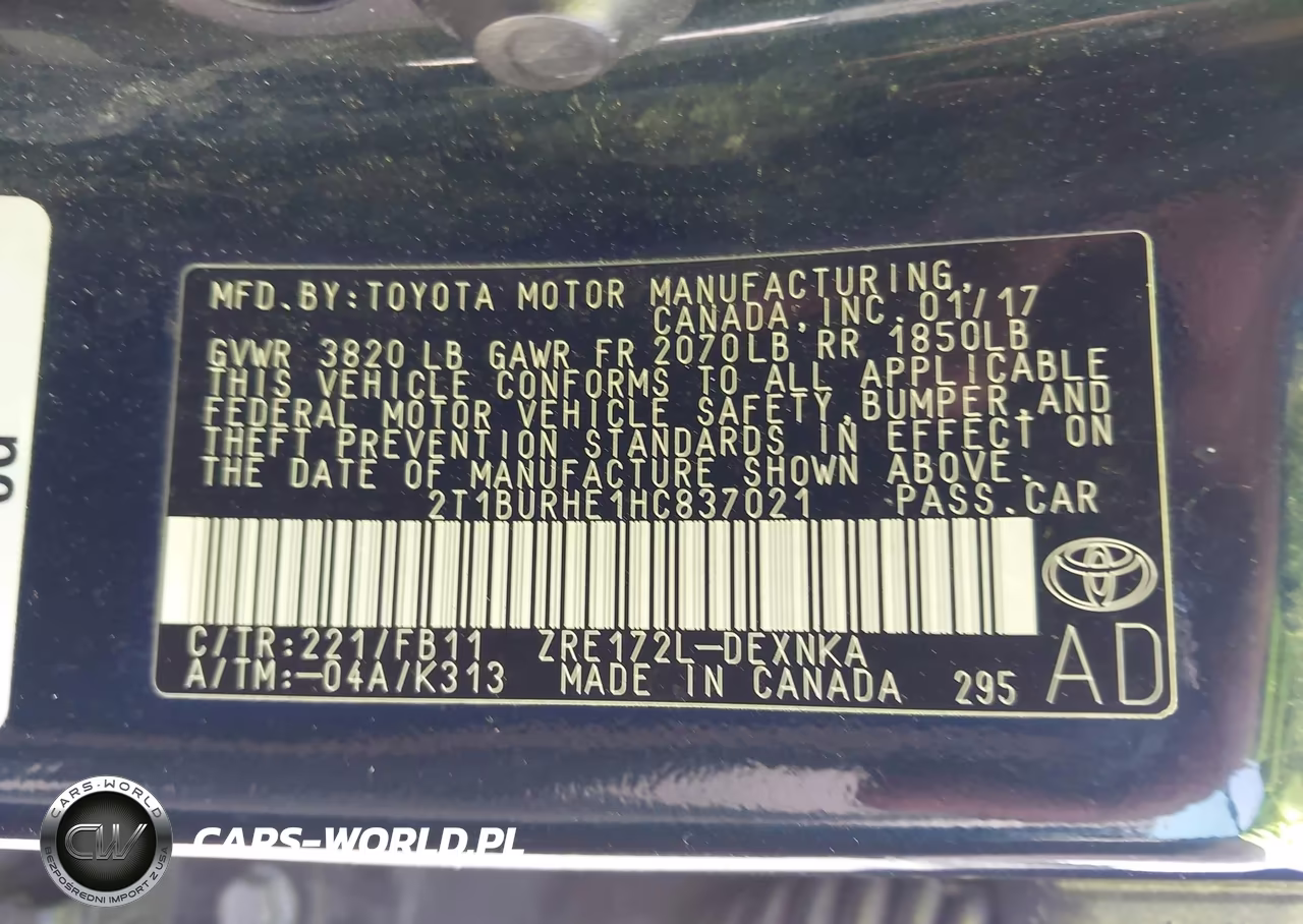 2017 Toyota Corolla Le VIN:2T1BURHE1HC837021 - 9