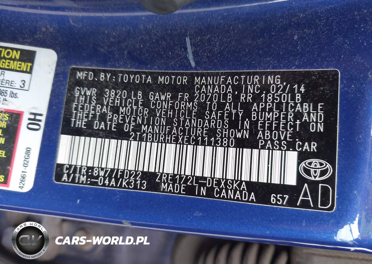 2014 Toyota Corolla S Plus VIN:2T1BURHEXEC111380 - 9