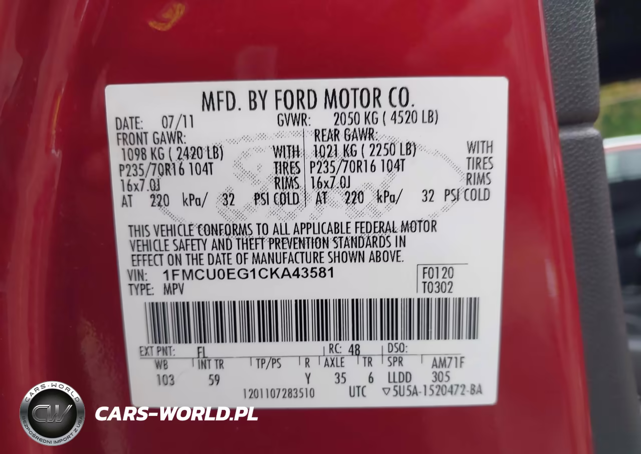 2012 Ford Escape Limited VIN:1FMCU0EG1CKA43581 - 9