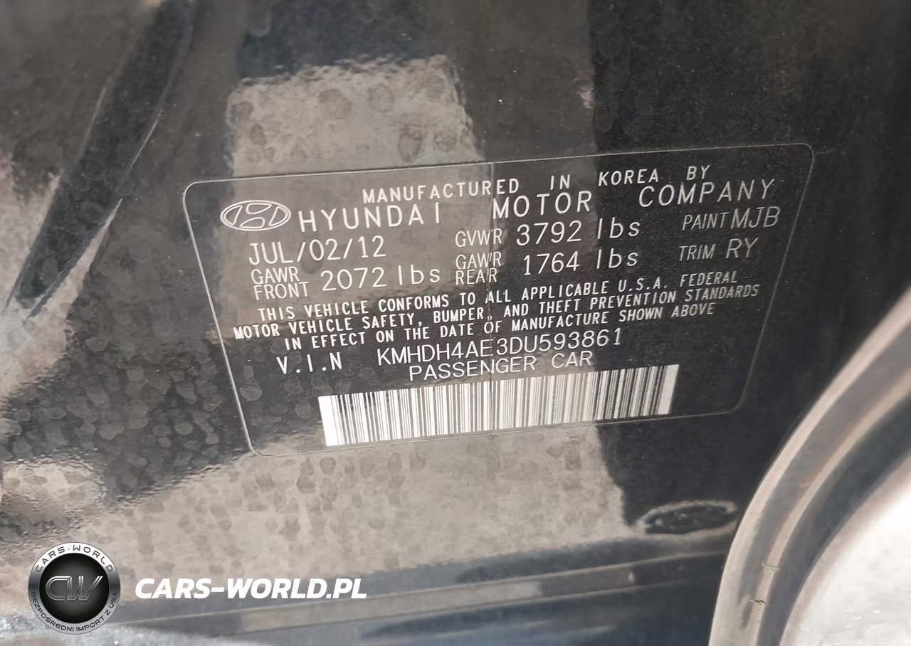 2013 Hyundai Elantra Limited VIN:KMHDH4AE3DU593861 - 9