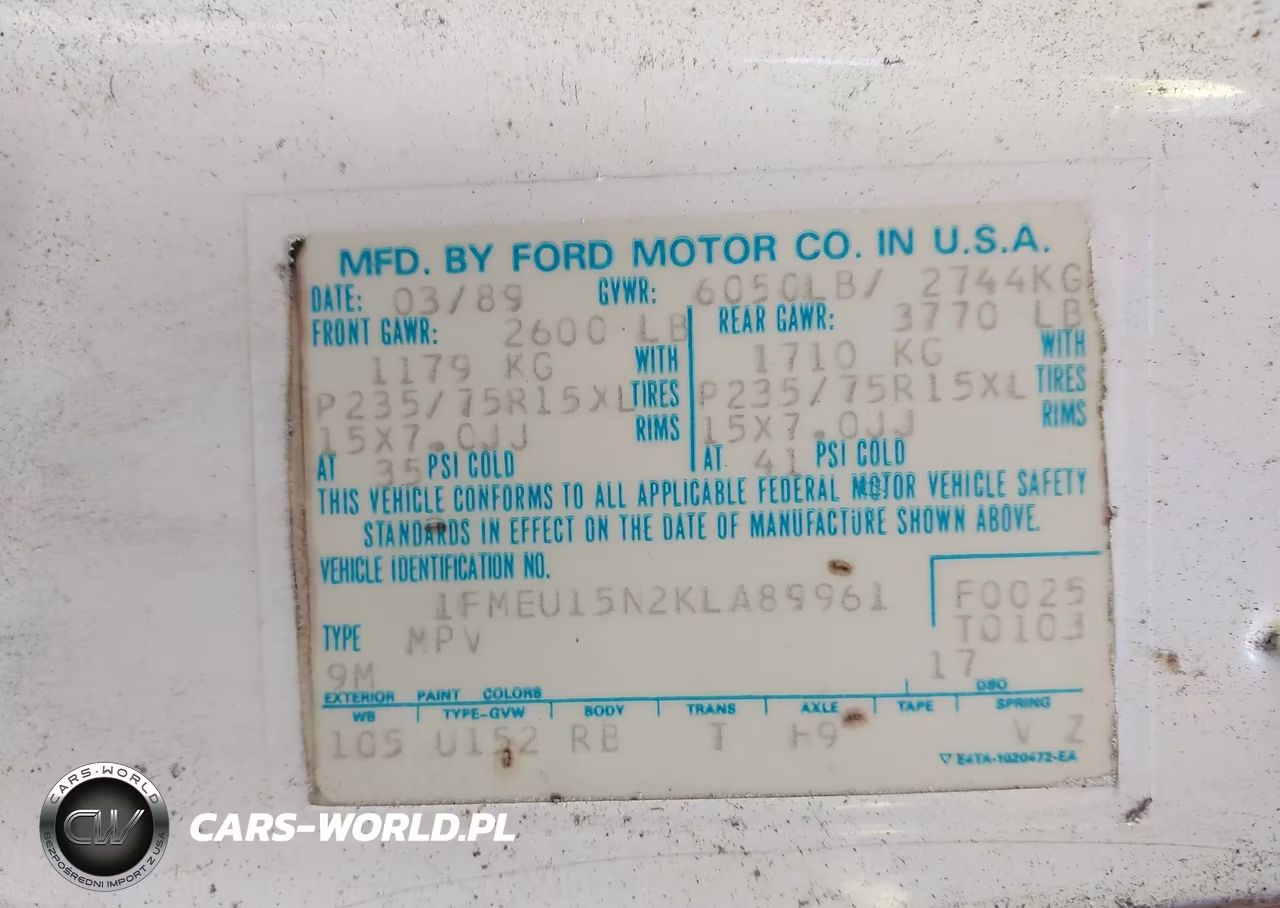 1989 Ford Bronco U100 VIN:1FMEU15N2KLA89961 - 9