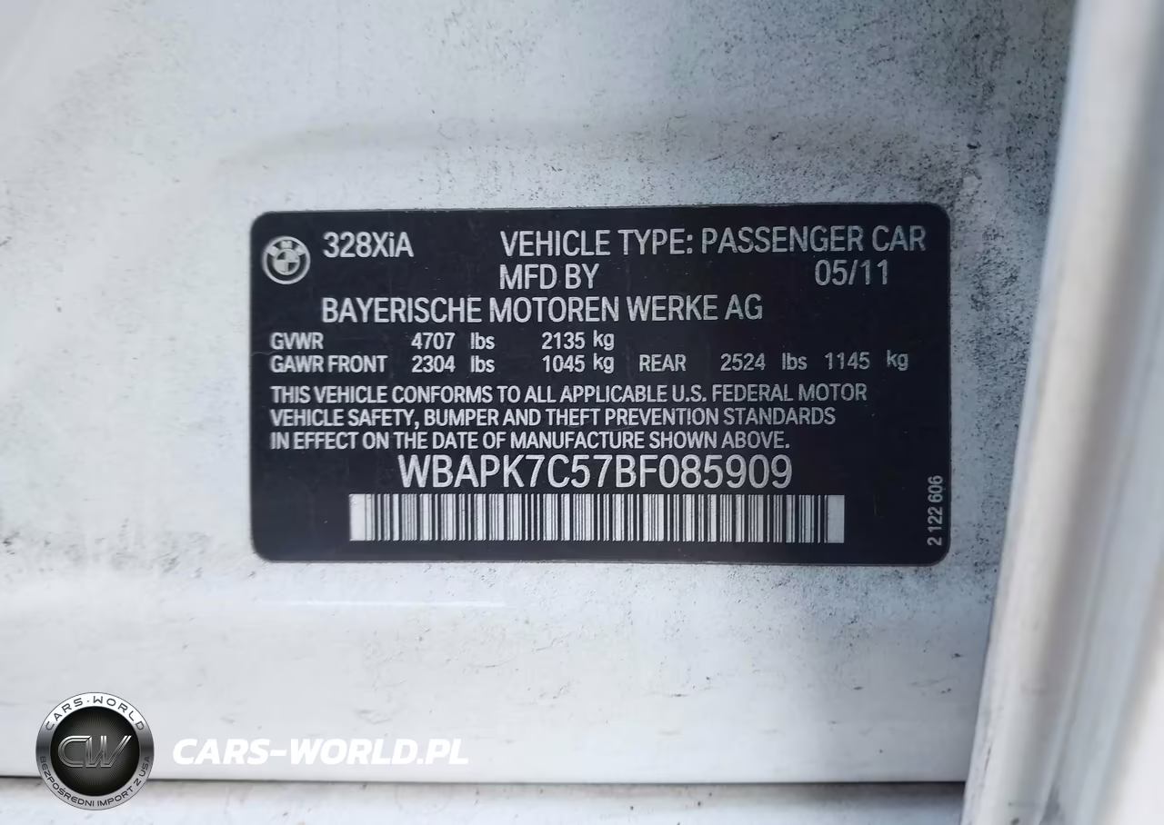 2011 BMW 328I xDrive VIN:WBAPK7C57BF085909 - 9