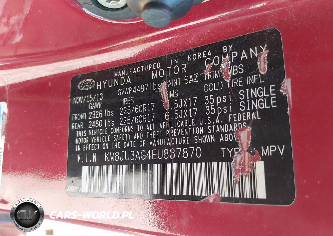 2014 Hyundai Tucson Se VIN:KM8JU3AG4EU837870 - 9
