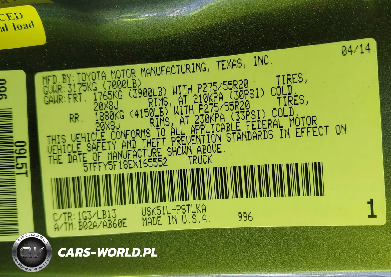 2014 Toyota Tundra Limited 5.7L V8 VIN:5TFFY5F18EX165552 - 9