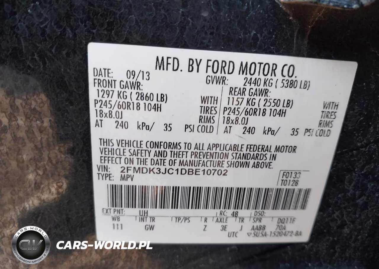 2013 Ford Edge Sel VIN:2FMDK3JC1DBE10702 - 9