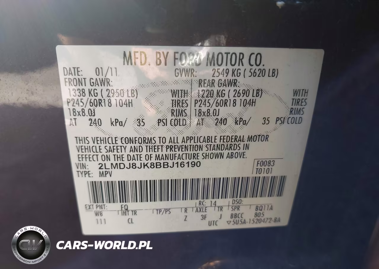 2011 Lincoln Mkx VIN:2LMDJ8JK8BBJ16190 - 9