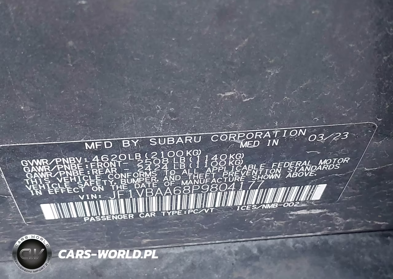 2023 Subaru Wrx VIN:JF1VBAA68P9804177 - 9