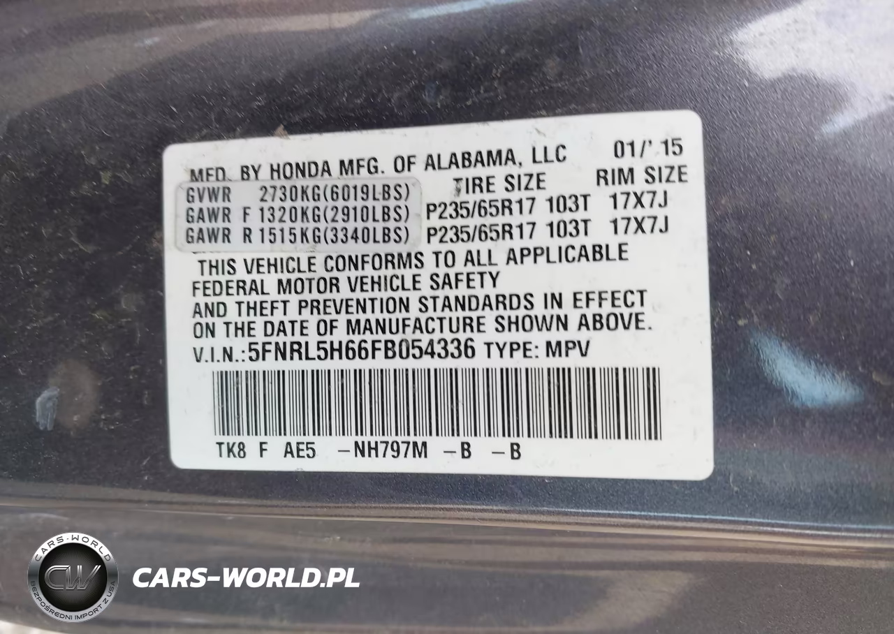 2015 Honda Odyssey Ex-L VIN:5FNRL5H66FB054336 - 9
