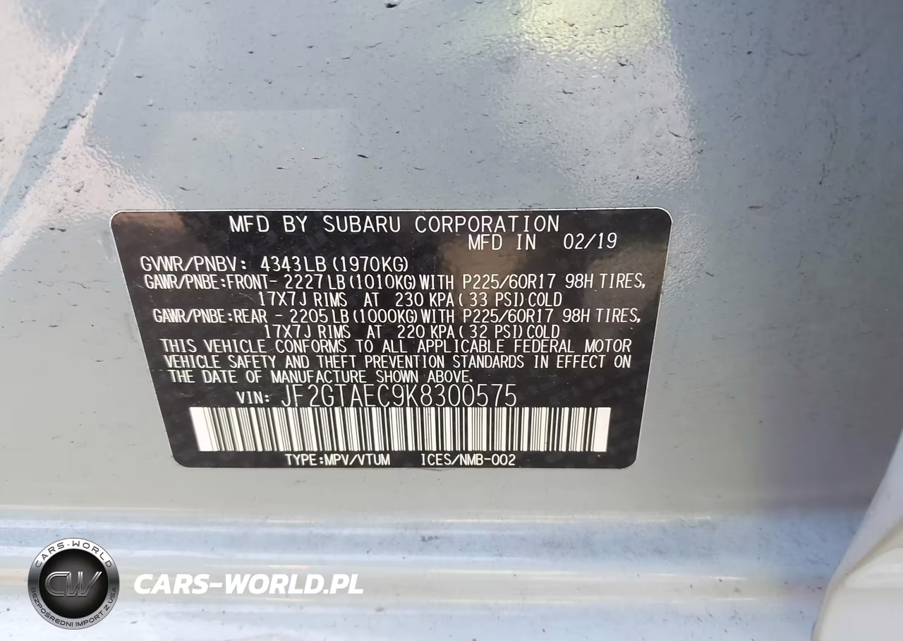 2019 Subaru Crosstrek 2.0I Premium VIN:JF2GTAEC9K8300575 - 9