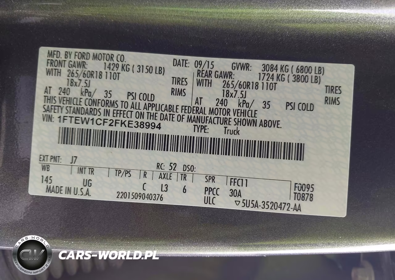 2015 Ford F-150 Xlt VIN:1FTEW1CF2FKE38994 - 9