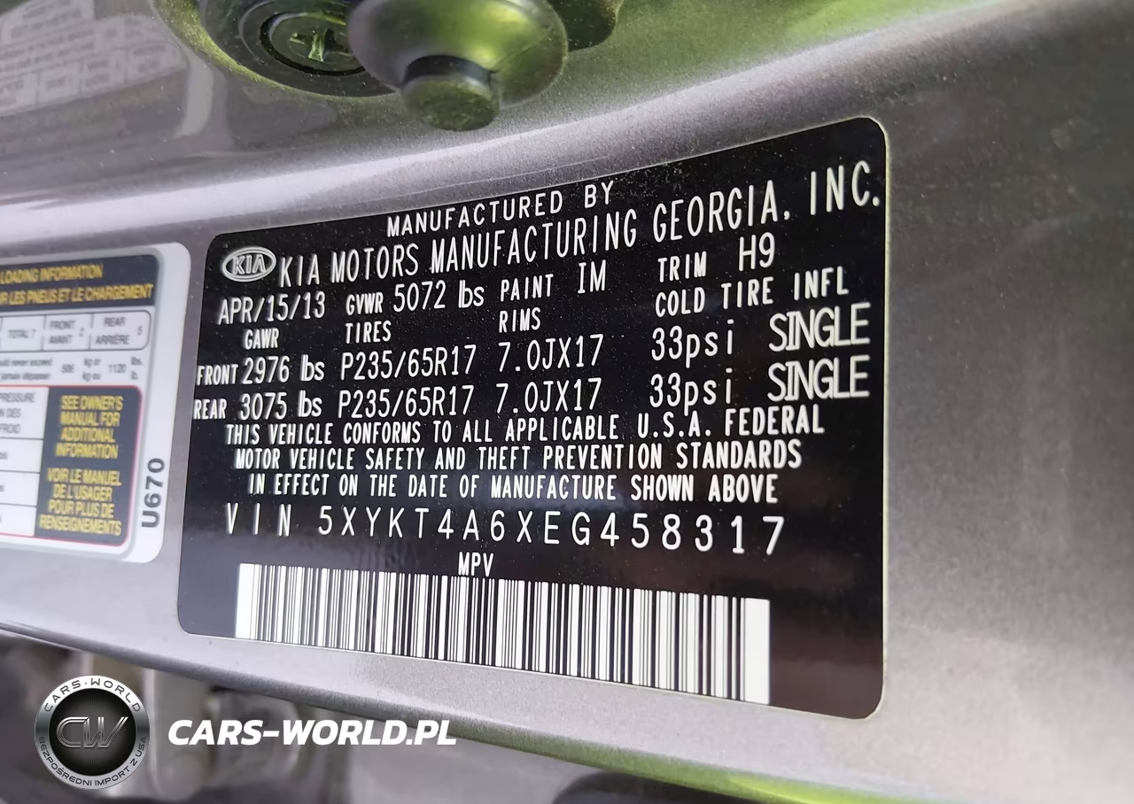 2014 Kia Sorento Lx VIN:5XYKT4A6XEG458317 - 9