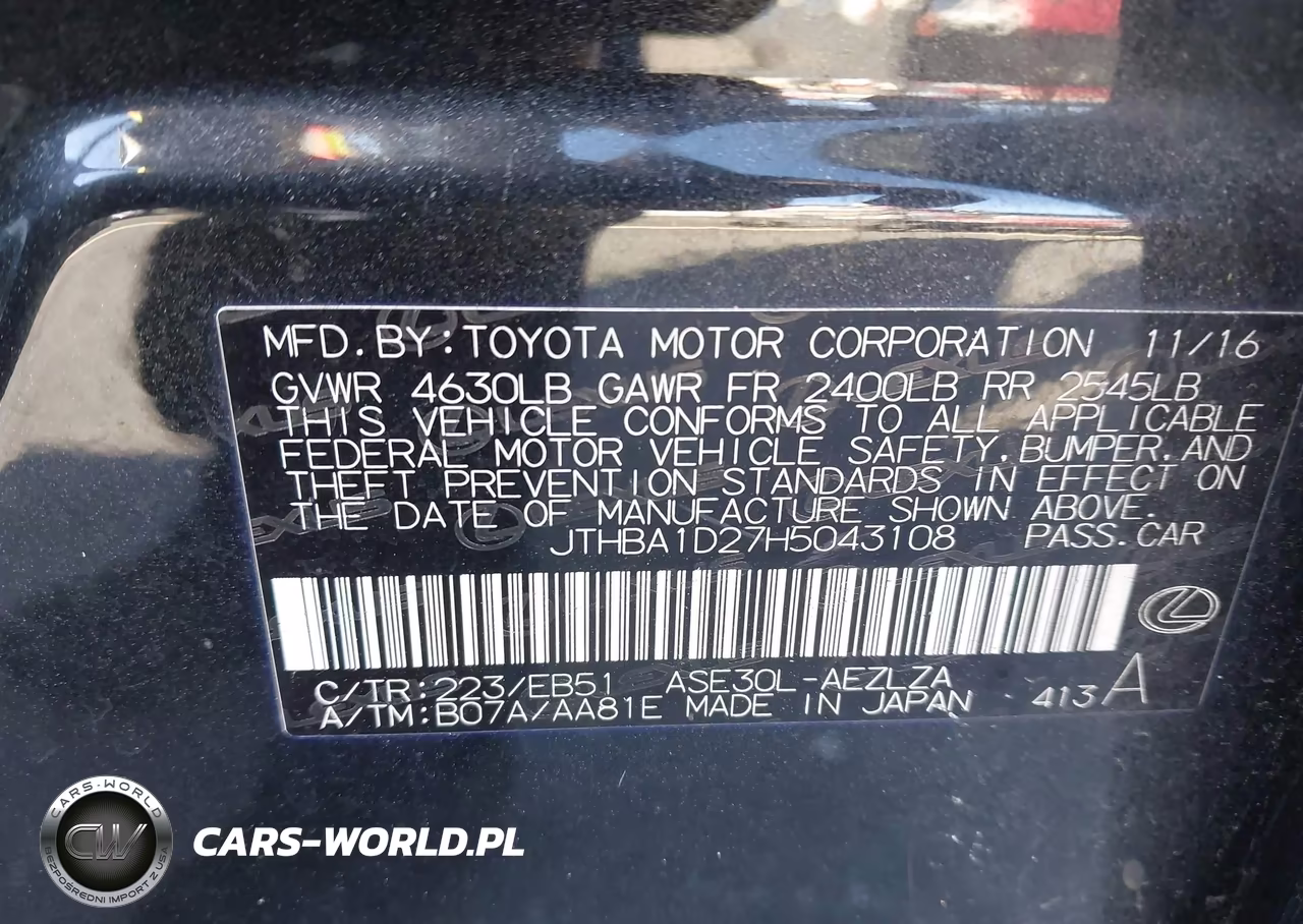 2017 Lexus Is 200T VIN:JTHBA1D27H5043108 - 9