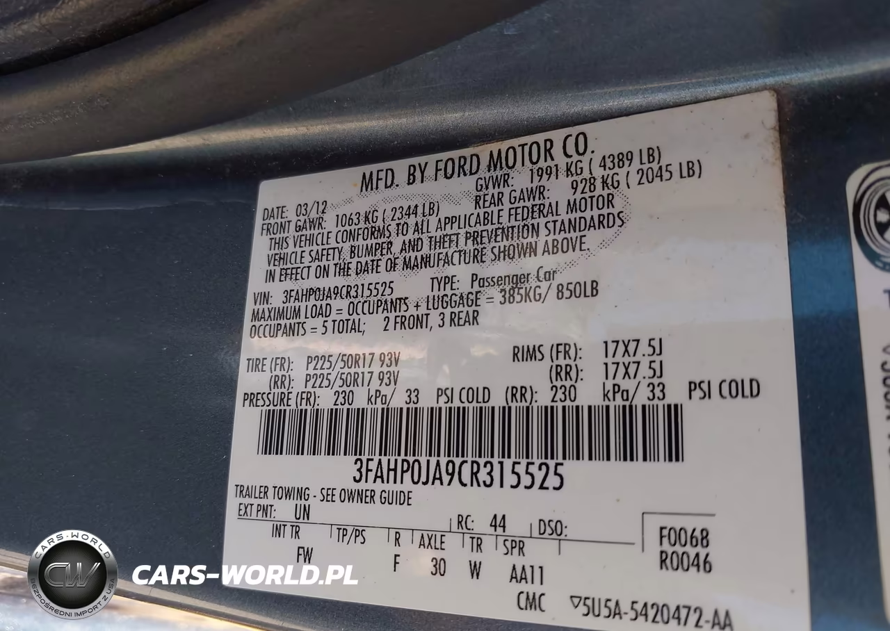 2012 Ford Fusion Sel VIN:3FAHP0JA9CR315525 - 9