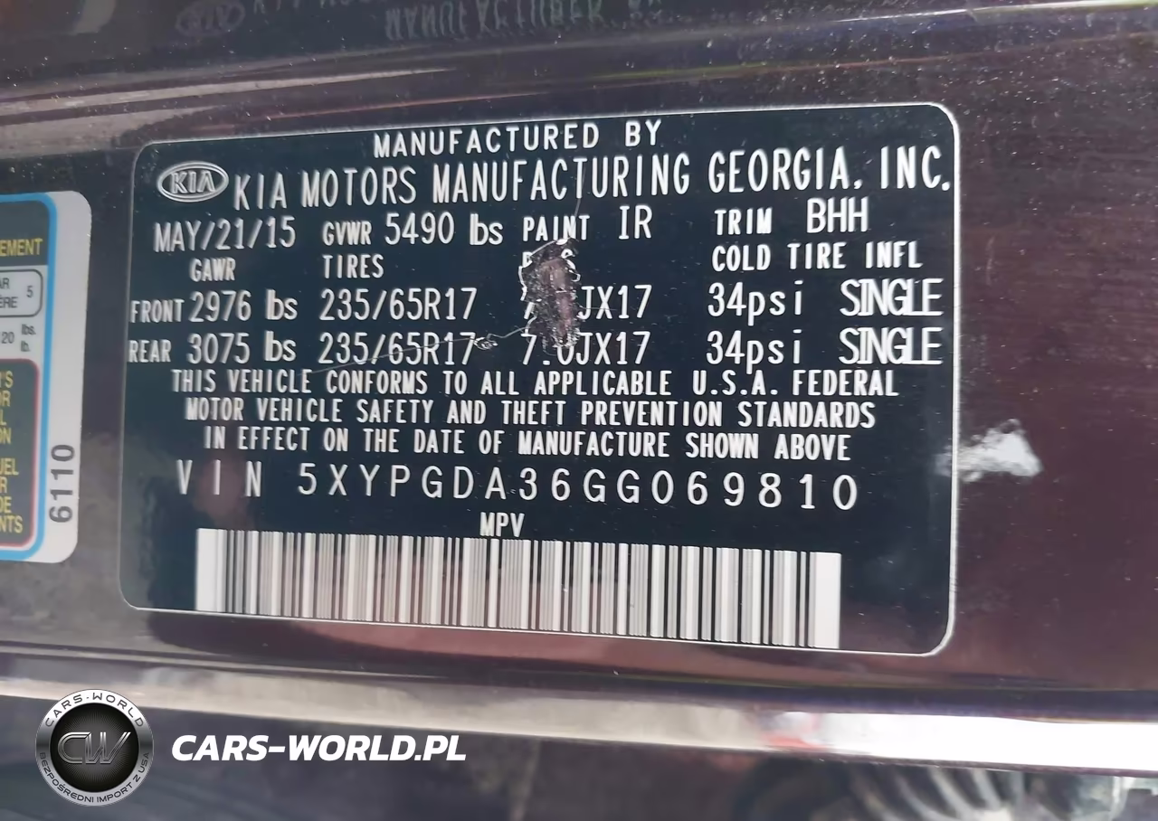 2016 Kia Sorento 2.4L Lx VIN:5XYPGDA36GG069810 - 9