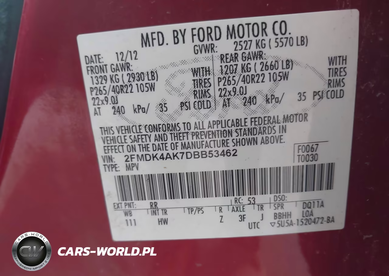 2013 Ford Edge Sport VIN:2FMDK4AK7DBB53462 - 9