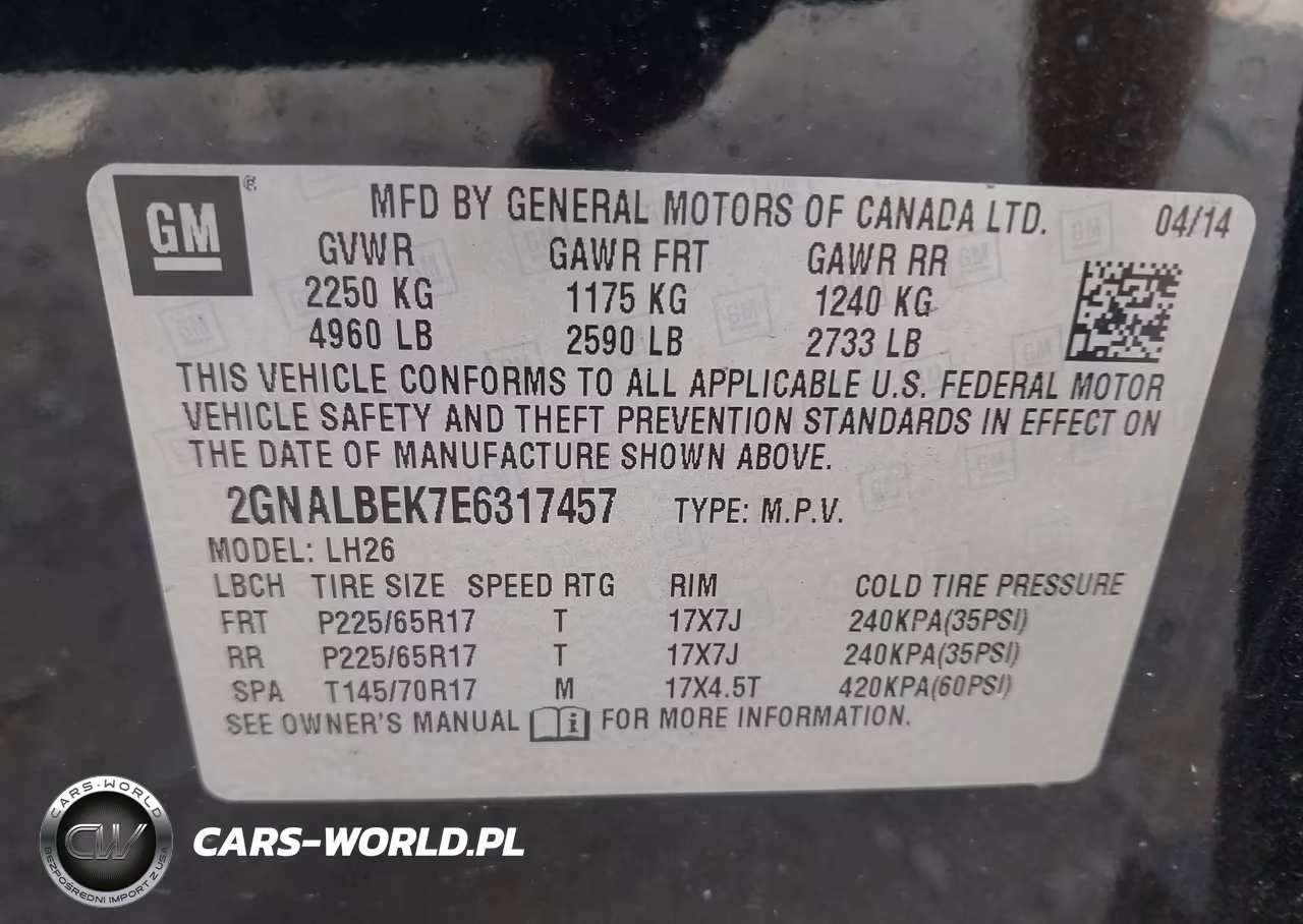 2014 Chevrolet Equinox 1Lt VIN:2GNALBEK7E6317457 - 9