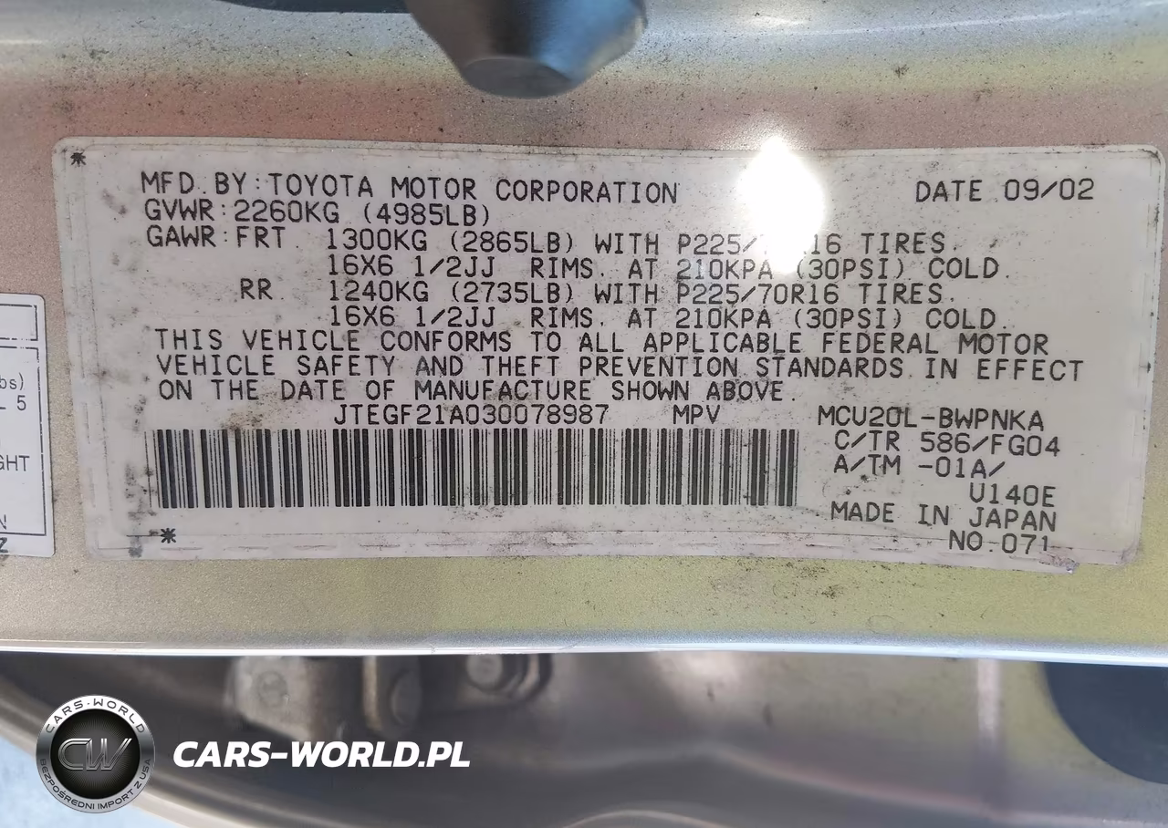 2003 Toyota Highlander V6 VIN:JTEGF21A030078987 - 9