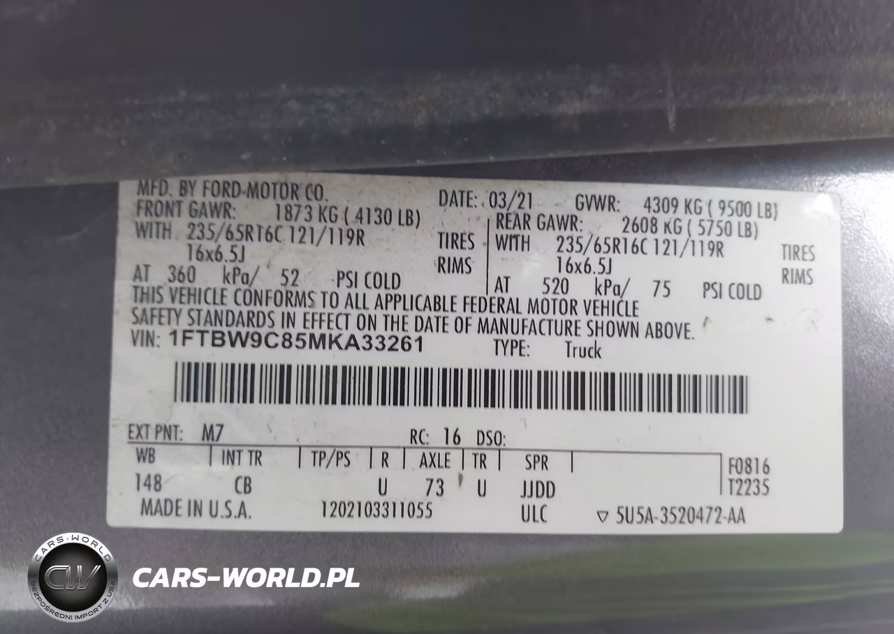 2021 Ford Transit-350 VIN:1FTBW9C85MKA33261 - 9