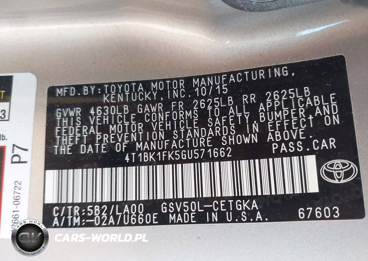2016 Toyota Camry Xle V6 VIN:4T1BK1FK5GU571662 - 9