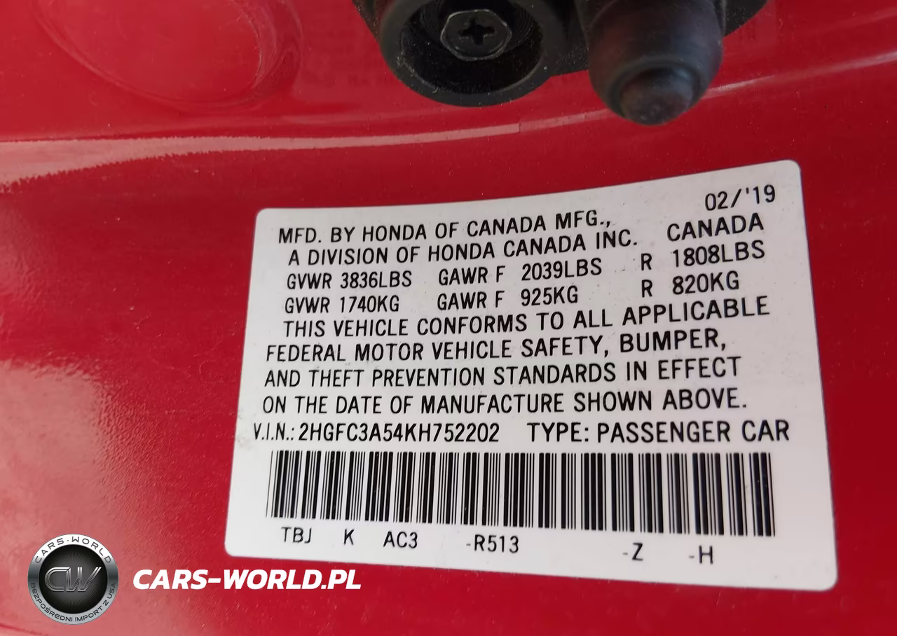 2019 Honda Civic Si VIN:2HGFC3A54KH752202 - 9