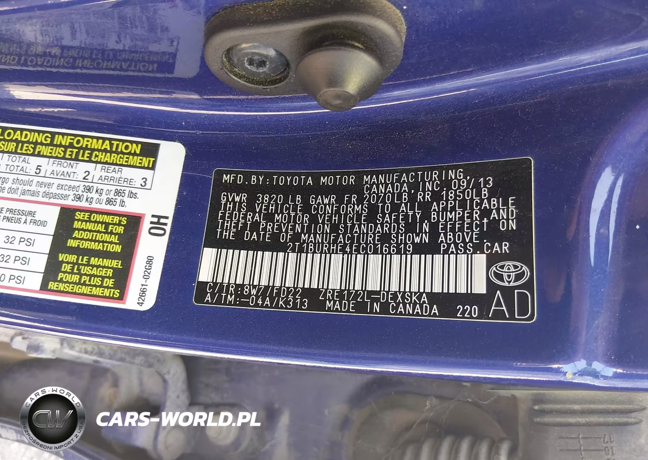 2014 Toyota Corolla S Plus VIN:2T1BURHE4EC016619 - 9