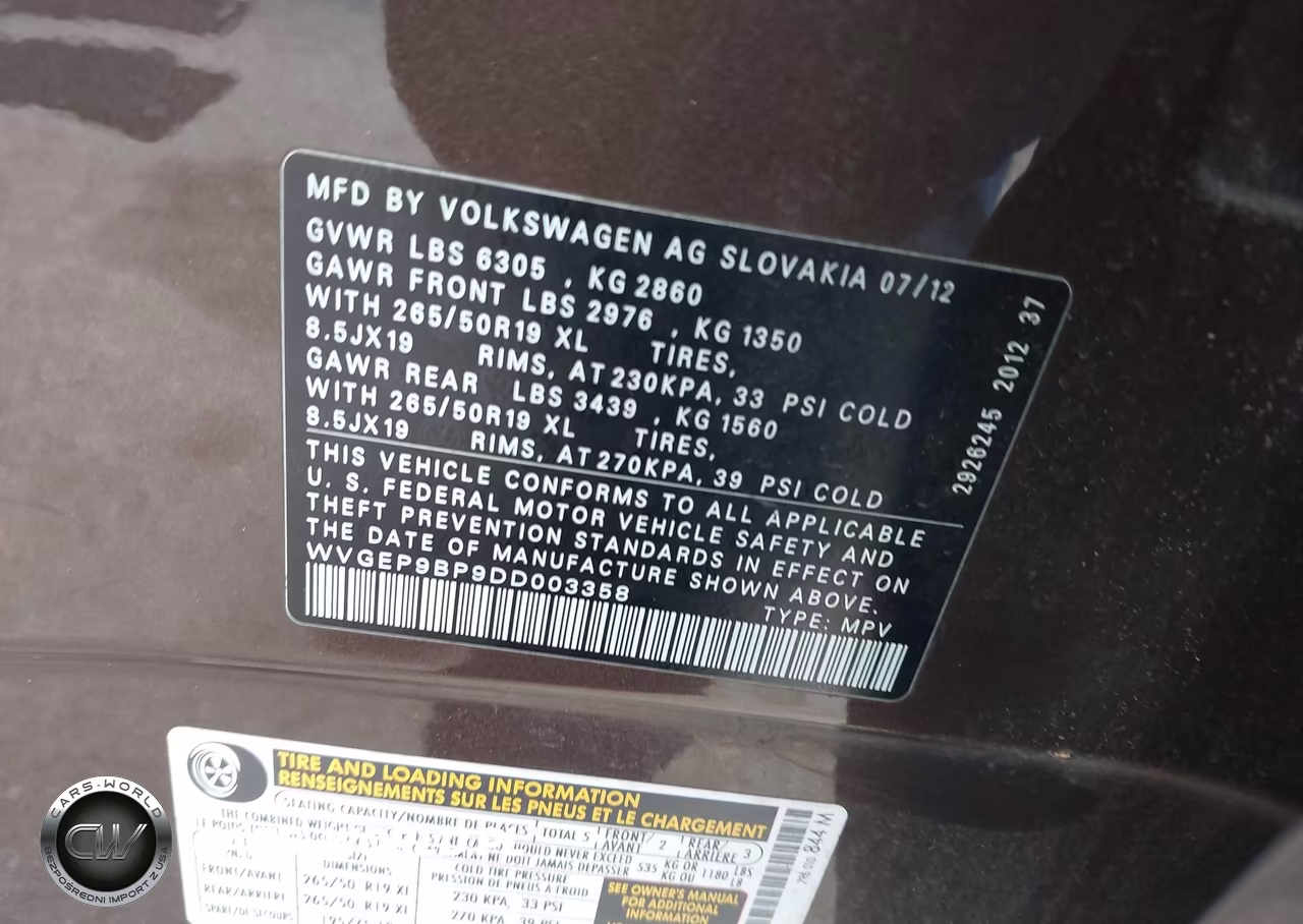 2013 Volkswagen Touareg Tdi Lux VIN:WVGEP9BP9DD003358 - 9