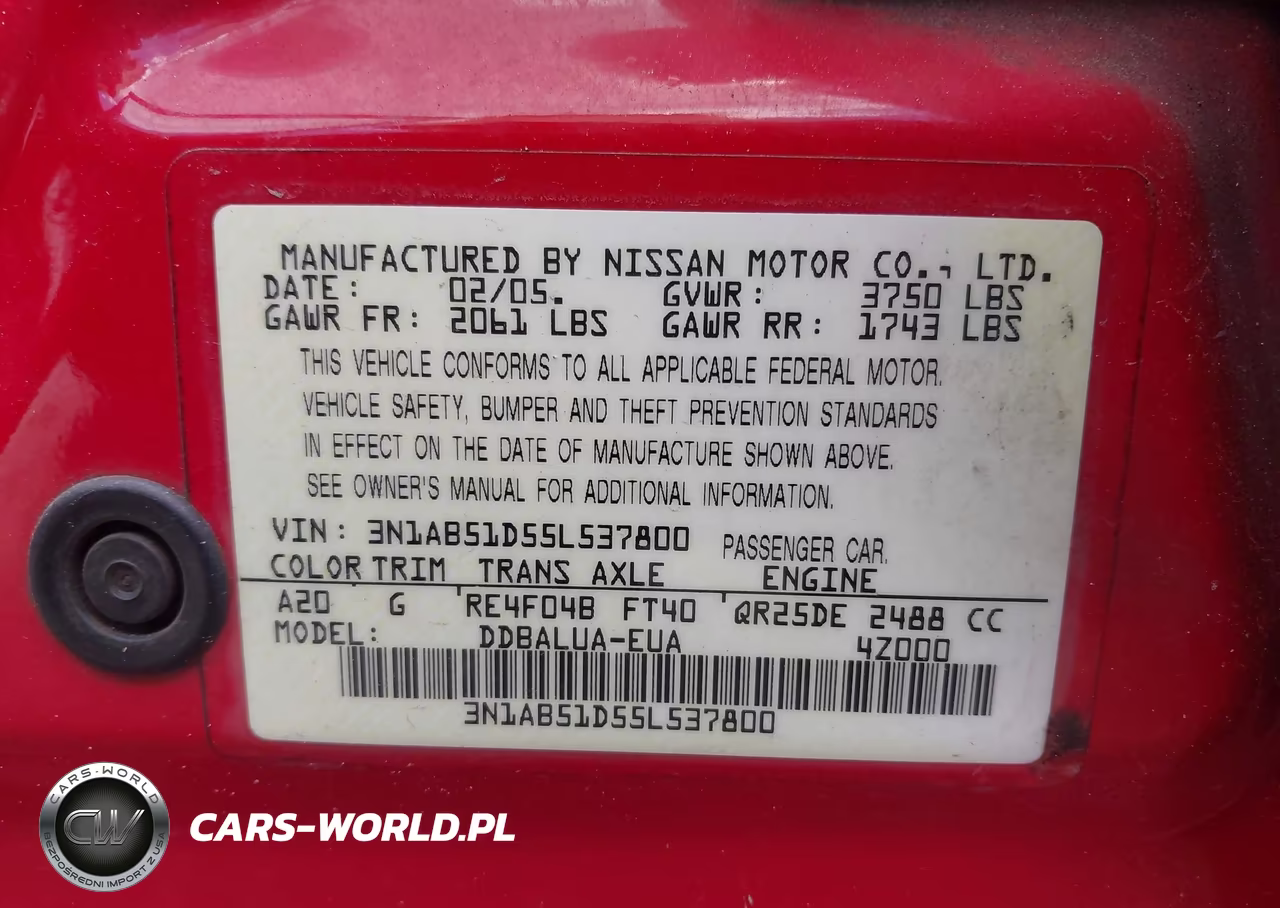 2005 Nissan Sentra Se-R VIN:3N1AB51D55L537800 - 9
