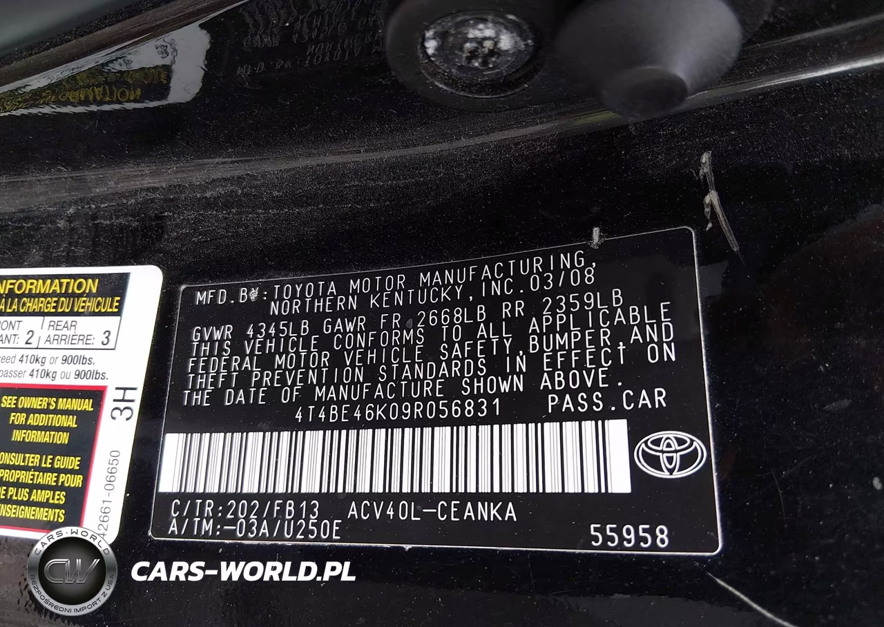 2009 Toyota Camry Le VIN:4T4BE46K09R056831 - 9