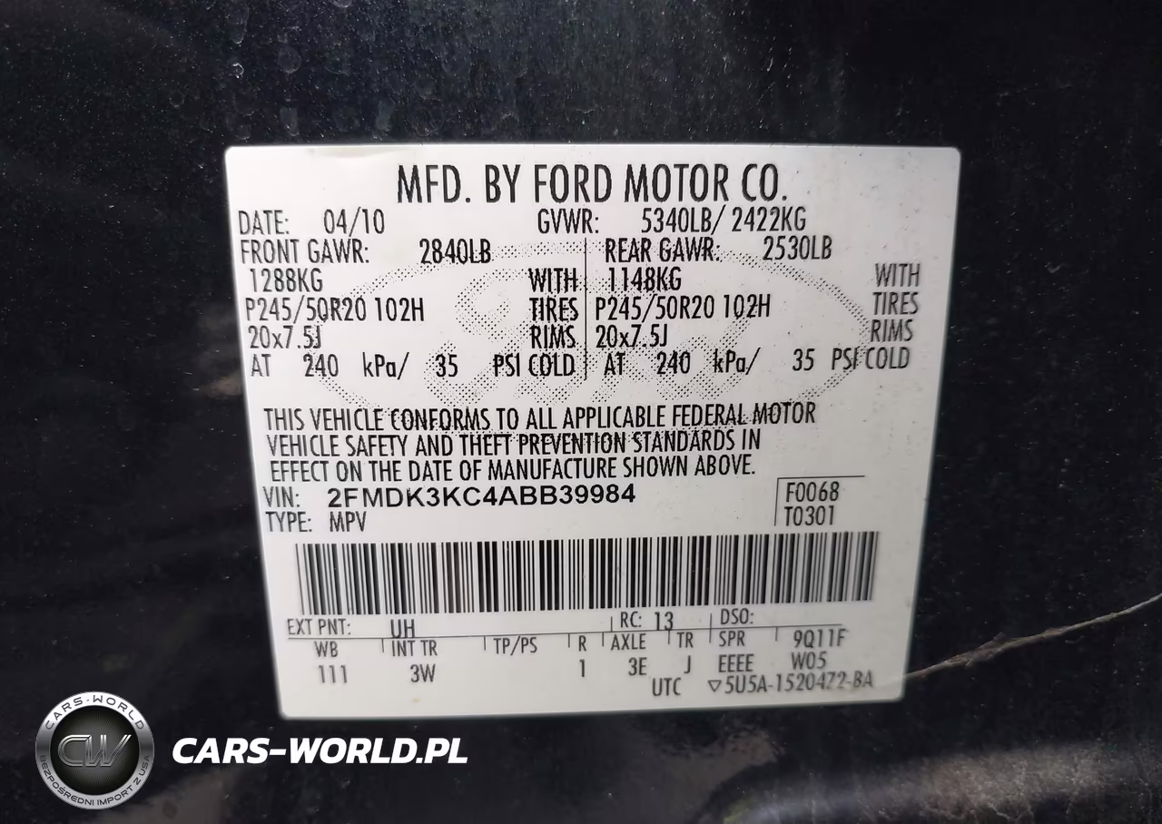 2010 Ford Edge Limited VIN:2FMDK3KC4ABB39984 - 9