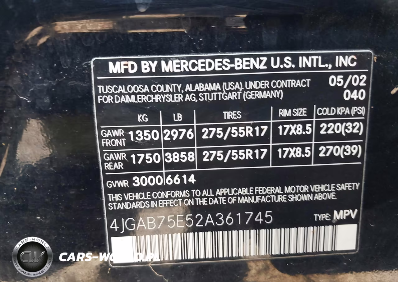 2002 Mercedes-Benz Ml 500 VIN:4JGAB75E52A361745 - 9