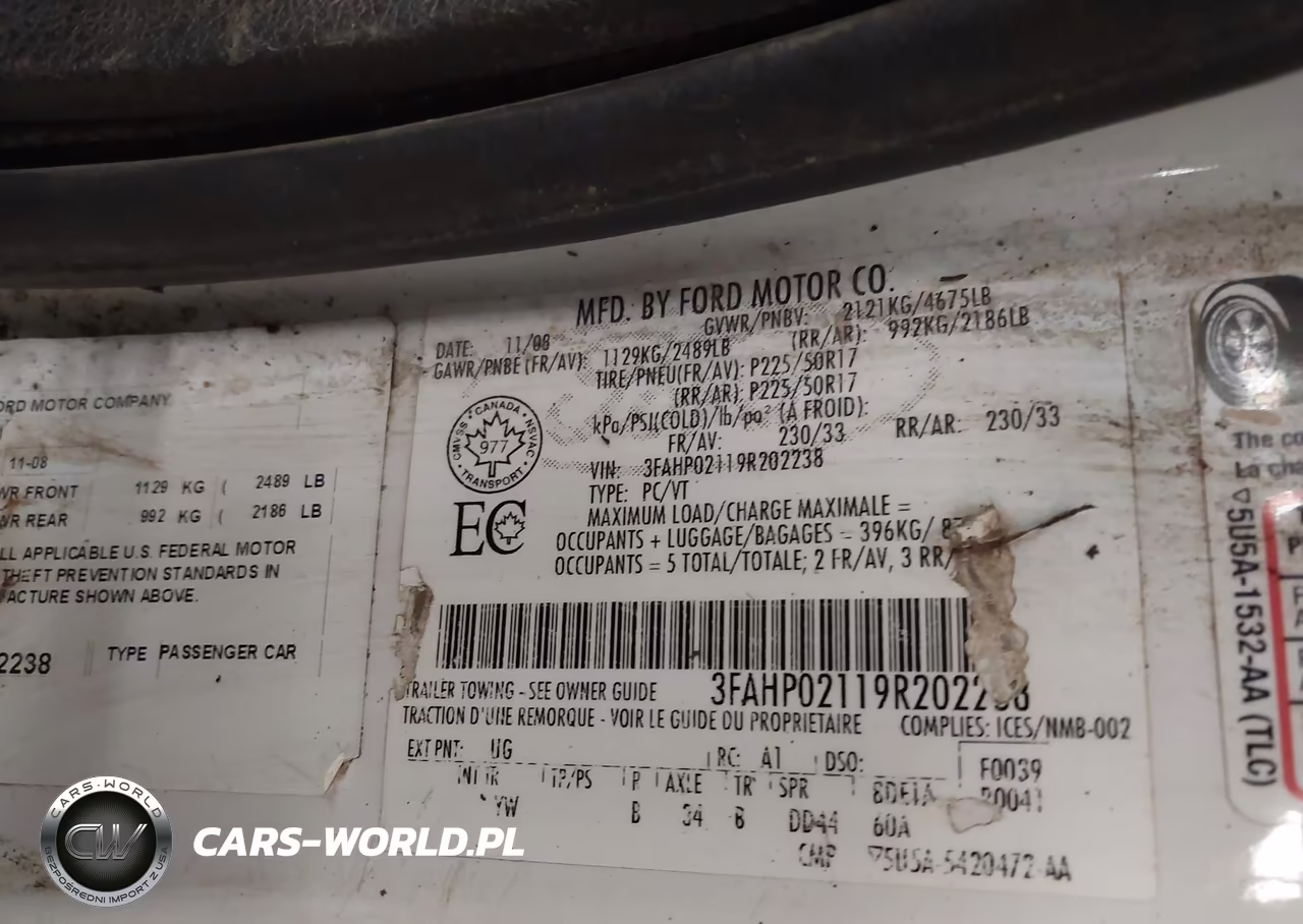 2009 Ford Fusion Sel VIN:3FAHP02119R202238 - 9