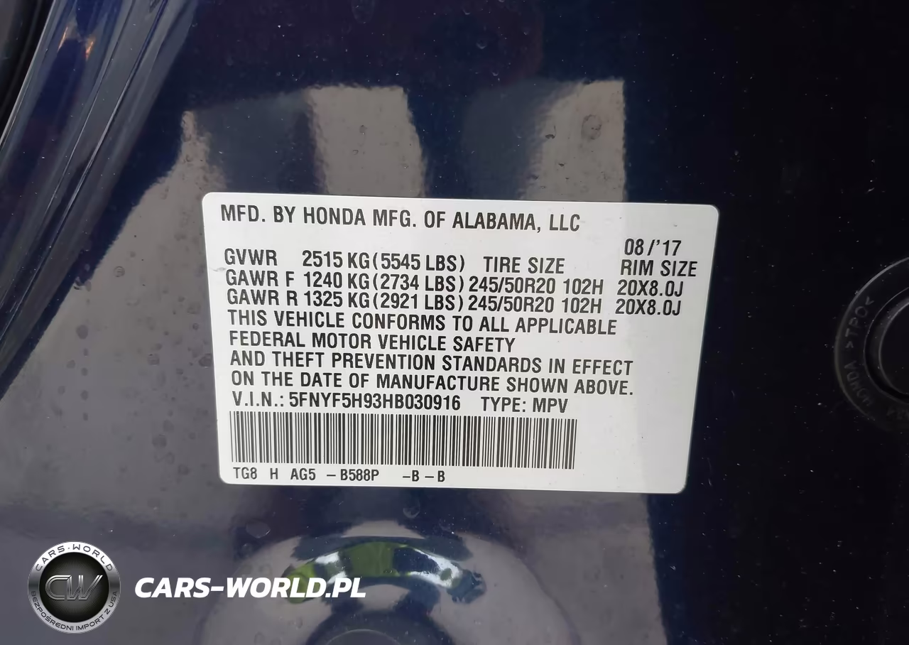 2017 Honda Pilot Touring VIN:5FNYF5H93HB030916 - 9