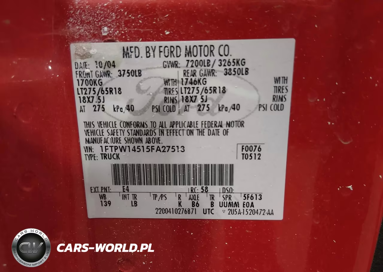 2005 Ford F-150 Fx4-Lariat-Xlt VIN:1FTPW14515FA27513 - 9
