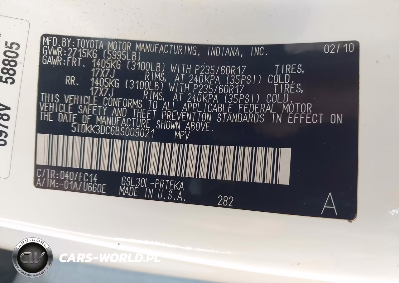 2011 Toyota Sienna Le V6 VIN:5TDKK3DC6BS009021 - 9