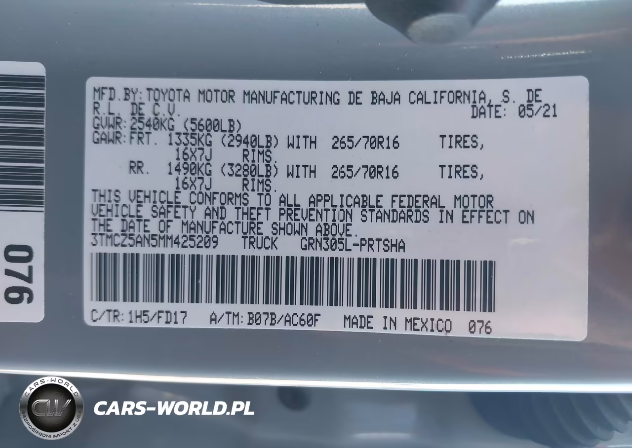2021 Toyota Tacoma Trd Off-Road VIN:3TMCZ5AN5MM425209 - 9