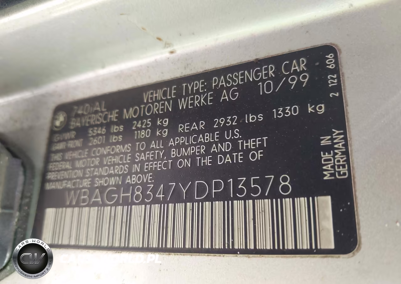 2000 BMW 740Il VIN:WBAGH8347YDP13578 - 9