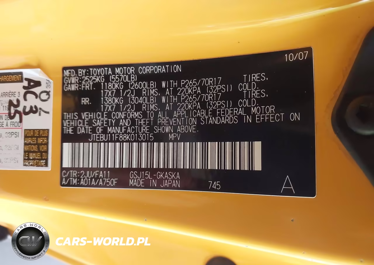 2008 Toyota Fj Cruiser VIN:JTEBU11F88K013015 - 9