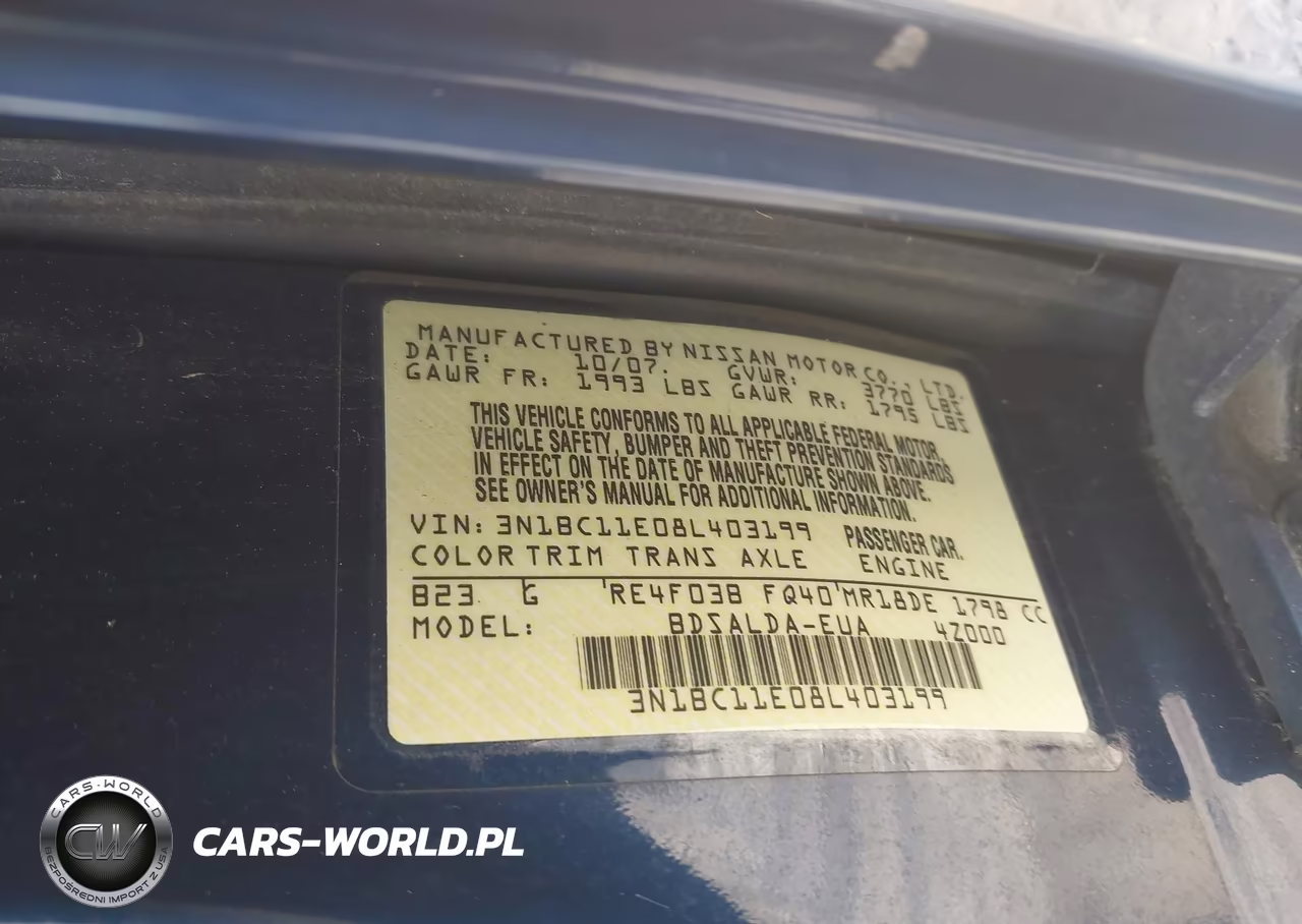 2008 Nissan Versa 1.8S VIN:3N1BC11E08L403199 - 9