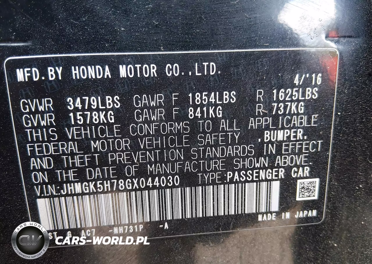 2016 Honda Fit Ex VIN:JHMGK5H78GX044030 - 9